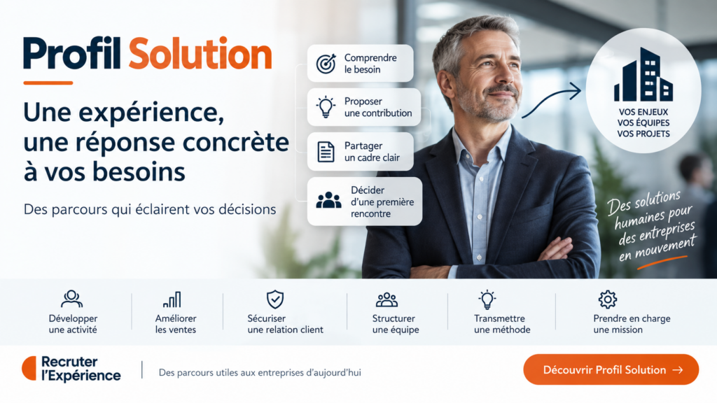 Professionnel expérimenté proposant une réponse concrète à un besoin d’entreprise avec Profil Solution